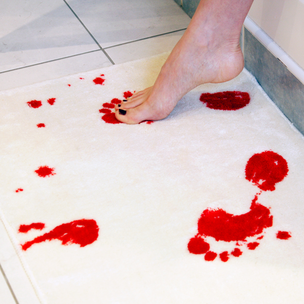 bloody blood bath mat turns red when wet